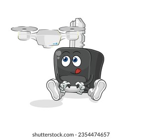 the car key with drone character. cartoon mascot vector