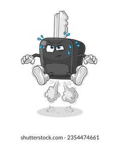 the car key fart jumping illustration. character vector