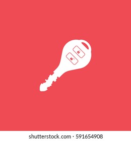 Car Key Flat Icon On Red Background