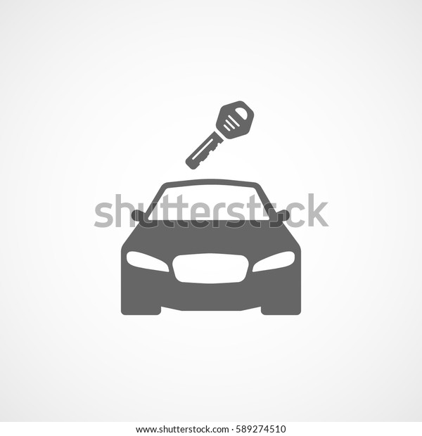 Car And Key Flat\
Icon On White Background