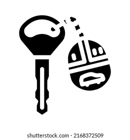 Car Key With Fob Glyph Icon Vector. Car Key With Fob Sign. Isolated Symbol Illustration