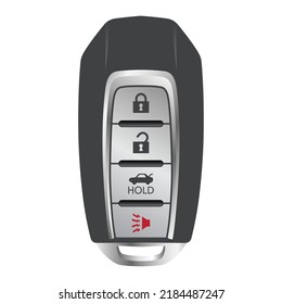A car key fob isolated on white background. Keyless vehicle entry device. Editable EPS 10 vector graphic illustration.