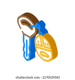 Car Key With Fob Isometric Icon Vector. Car Key With Fob Sign. Isolated Symbol Illustration