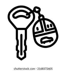 Car Key With Fob Line Icon Vector. Car Key With Fob Sign. Isolated Contour Symbol Black Illustration