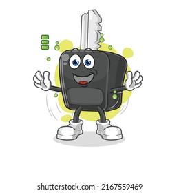 the car key full battery character. cartoon mascot vector