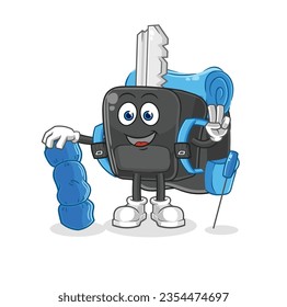 the car key go camping mascot. cartoon vector