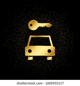 Car, key gold, icon. Vector illustration of golden particle