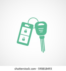 Car Key Green Flat Icon On White Background