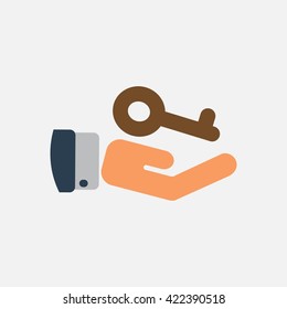 Car key and hand icon. hand with keys icon. eps 10. Isolated. vector.