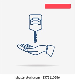 Car key and hand icon. Vector concept illustration for design.