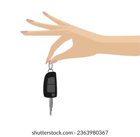 the car key is held by a woman s hand, an elegant one stretches out