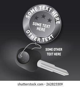 Car key with key holder on dark background