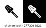 Car key icon clipart flat versions in black and white