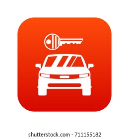 Car and key icon digital red for any design isolated on white vector illustration