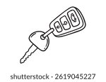 car key icon doodle hand drawn. Outline line drawing clipart symbol. Vector illustration