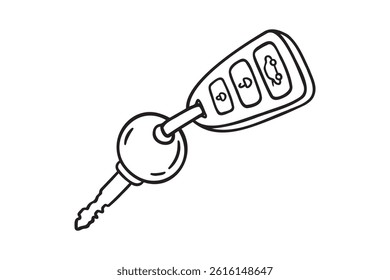 car key icon doodle hand drawn. Outline line drawing clipart symbol. Vector illustration