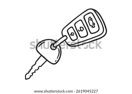 car key icon doodle hand drawn. Outline line drawing clipart symbol. Vector illustration