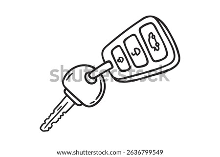 car key icon doodle hand drawn. Outline line drawing clipart symbol. Vector illustration