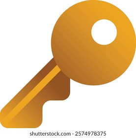 Car key icon with gold gradient. Golden bronze colour with keyhole. Lock and unlock interface element