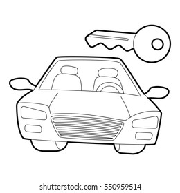 Car and key icon. Isometric 3d illustration of car and key vector icon for web