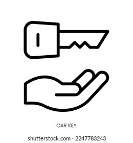 car key icon. Line Art Style Design Isolated On White Background