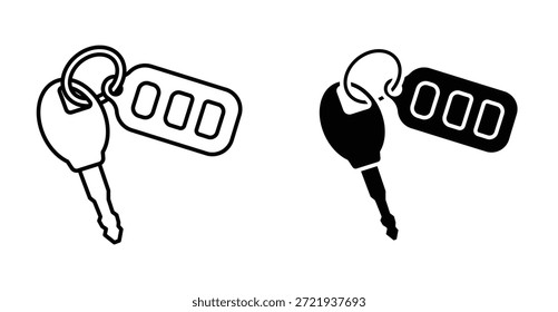 Icono de la llave del coche. Línea con trazo editable y plano para el Web