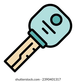 Car key icon outline vector. Alarm hand. System auto color flat