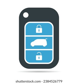 Car key icon shadow, door system safety automobile web design, unlock button vector illustration .