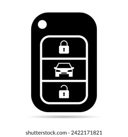 Icono de la llave del coche sombra, diseño web de automóviles de seguridad del sistema de puertas, ilustración vectorial del botón de desbloqueo.