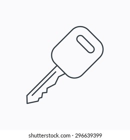 Car Key Icon. Transportat Lock Sign. Linear Outline Icon On White Background. Vector