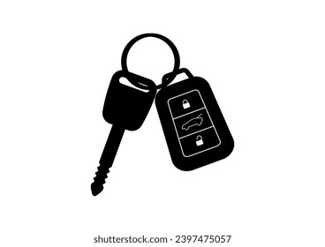 Car Key Icon. Vector Illustration Isolated on White Background. 