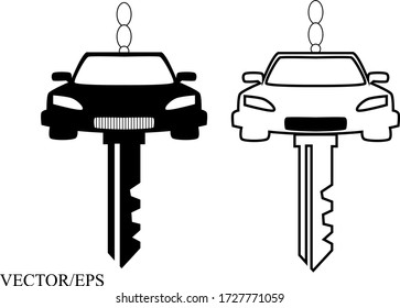 icono de la llave del coche, vector,ilustración de vector de trazo editable eps10