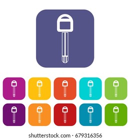 Car key icons set vector illustration in flat style In colors red, blue, green and other