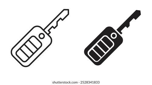 Iconos de la llave del coche. Conjunto de Vector en estilo relleno y línea.