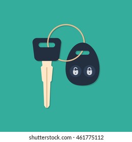 Car key isolated on background. Car key flat icon. Car key closeup