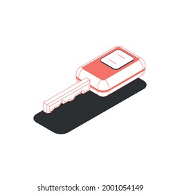 Car key isometric color icon 3d vector illustration