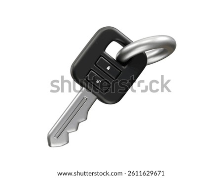 Car key with a keyring icon 3d rendering illustration