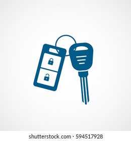 Car Key And Label Blue Flat Icon On White Background