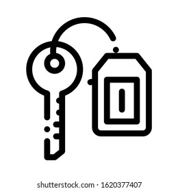 Car Key Label Icon Vector. Outline Car Key Label Sign. Isolated Contour Symbol Illustration