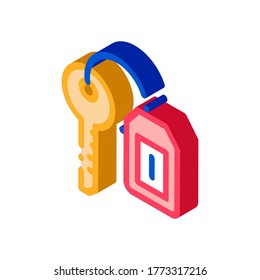 Car Key Label Icon Vector. Isometric Car Key Label isometric sign. color isolated symbol illustration