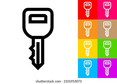 Llave de coche. Icono De Línea Con Fondo De Color Diferente.