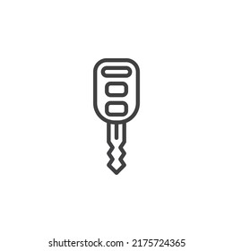 Icono de la línea de la clave del coche. signo de estilo lineal para concepto móvil y diseño web. Icono del vector de contorno de la tecla del coche. Símbolo, ilustración del logotipo. Gráficos vectoriales