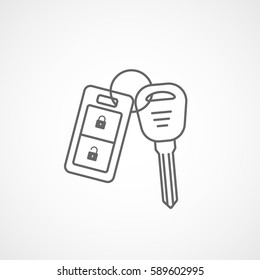 Car Key Line Icon On White Background