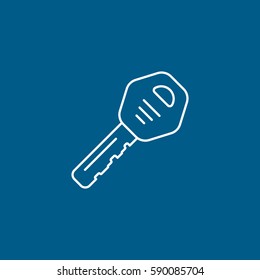 Car Key Line Icon On Blue Background