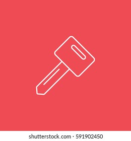 Car Key Line Icon On Red Background