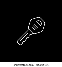 Car Key Line Icon On Black Background
