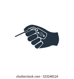 car key, lock in hand, isolated icon on white background, auto service, car repair