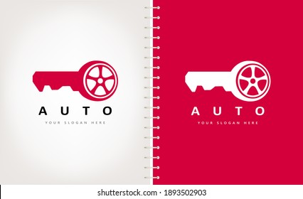 Car key logo vector. Tire and key design.
