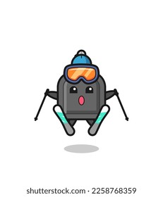 car key mascot character as a ski player , cute style design for t shirt, sticker, logo element