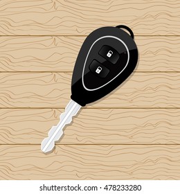 Car key on wood table , vector design.